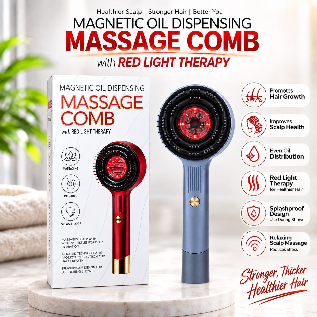 চুলের যত্ন এখন হাতের মুঠোয়: Magnetic Oil Dispensing & Red Light Therapy