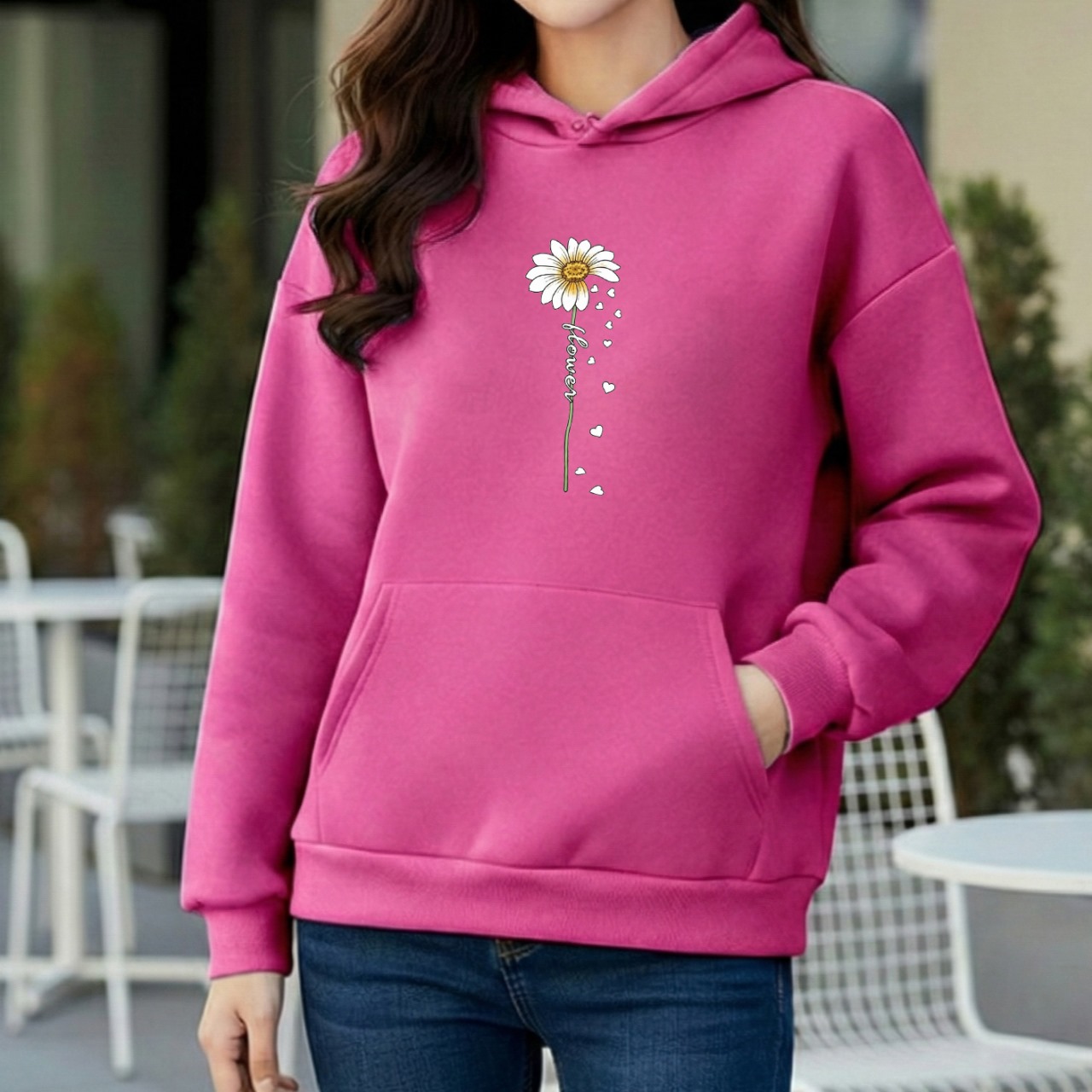 Premium Comfortable Printed Ladies Winter Hoodie
