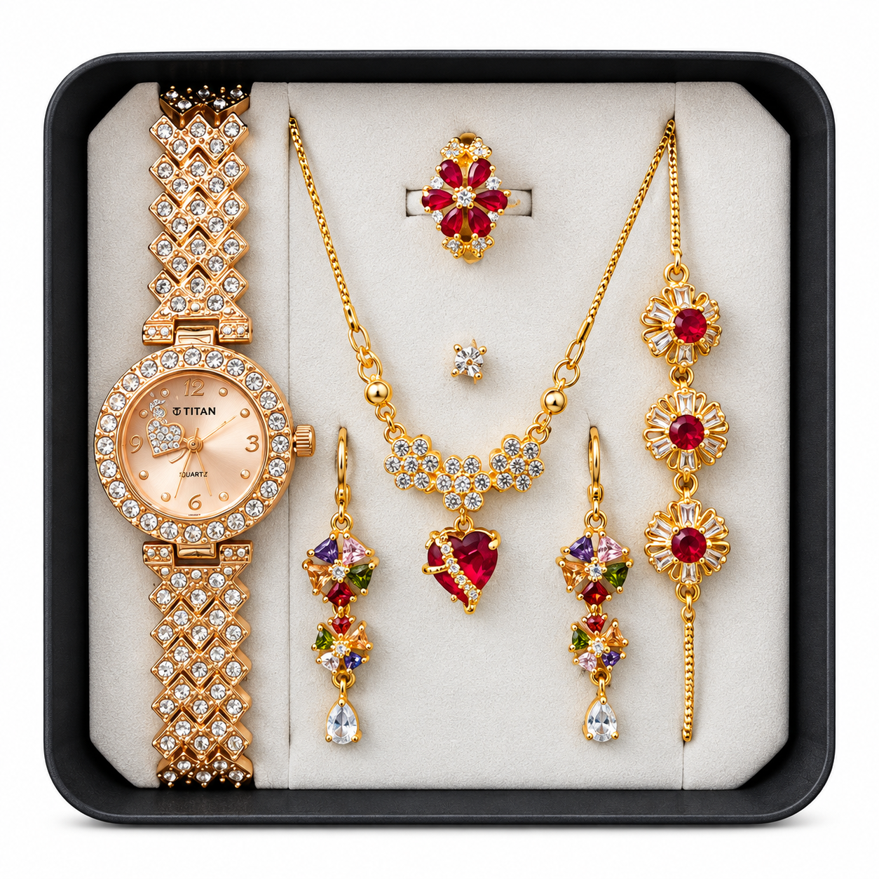 5 in 1 Ladies Watch & Jewelry Gift Set