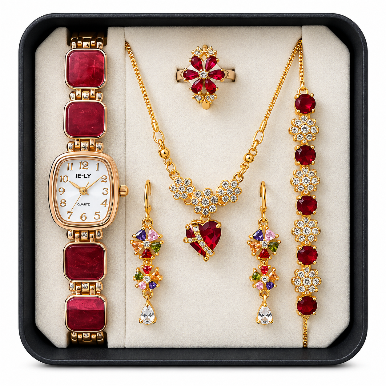 5 in 1 Ladies Watch & Jewelry Gift Set