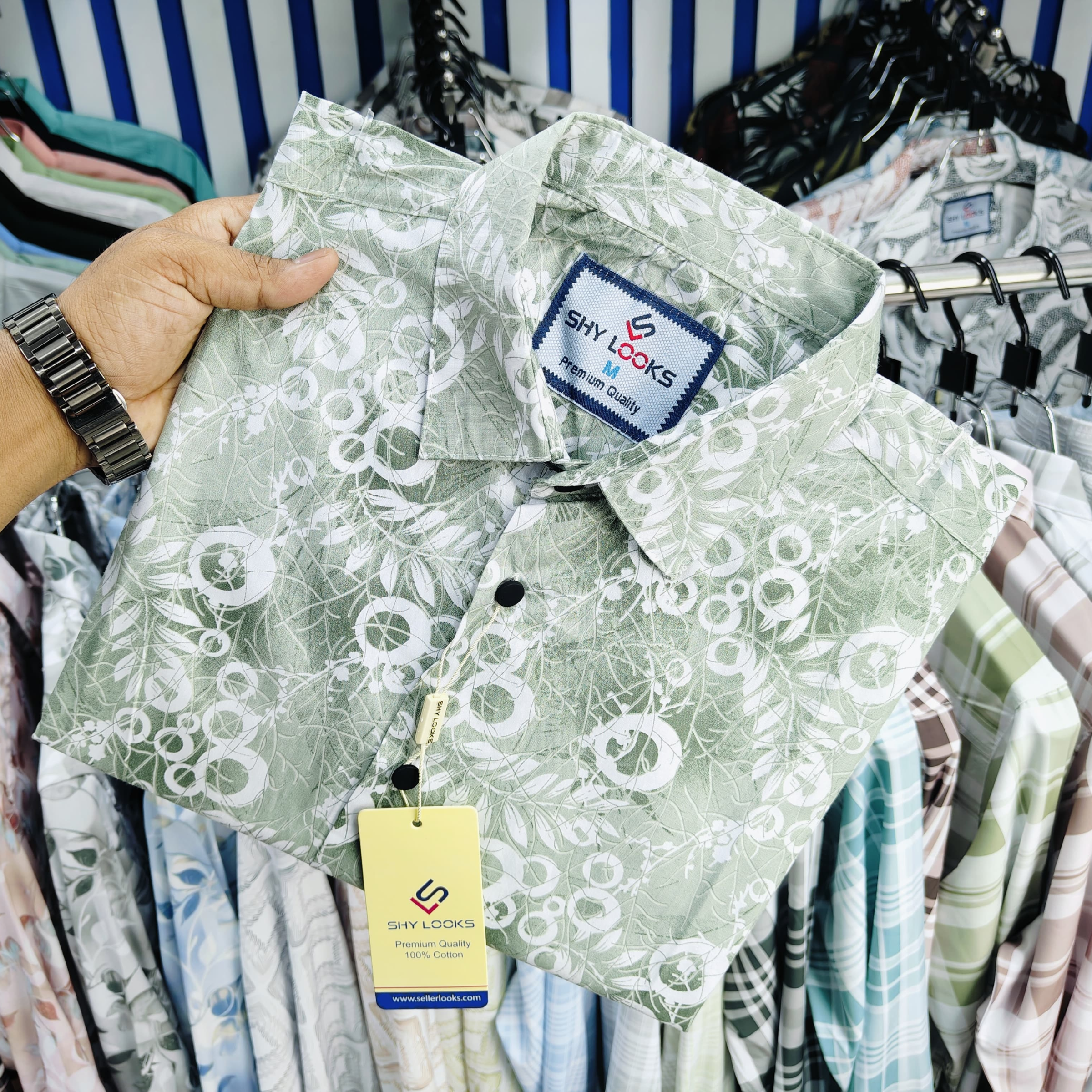 Pure Cotton Half Sleeve Print Shirt for Men's