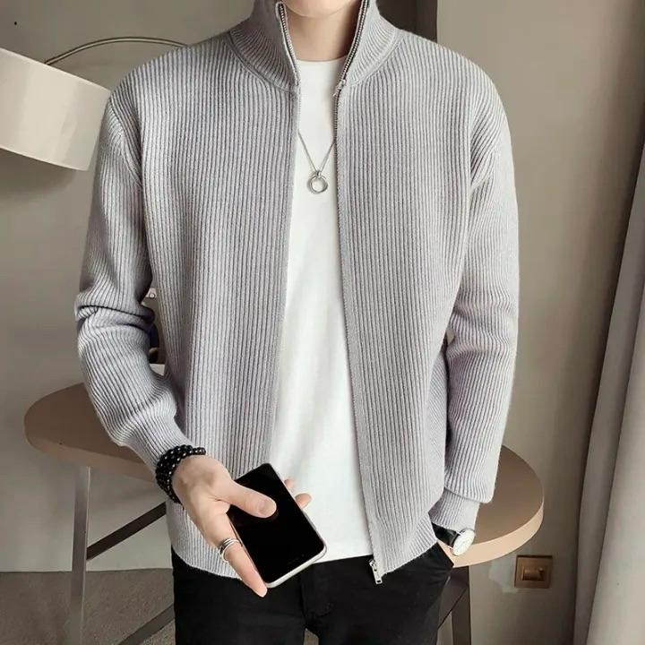 Men's Rib jacket  Ash Colour (Full Zipper)