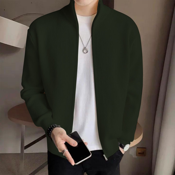 Men's Rib jacket Dark Olive Colour (Full Zipper)